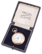 A 14k gold open faced ladies fob watch