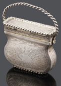 A George IV novelty silver vinaigrette in the form of a purse, Birm. 1829 by Ledsam, Vale & Wheeler