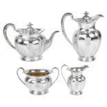 An Edwardian silver four pieced tea service, Sheffield 1905 by Atkin Brothers