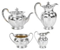 An Edwardian silver four pieced tea service, Sheffield 1905 by Atkin Brothers