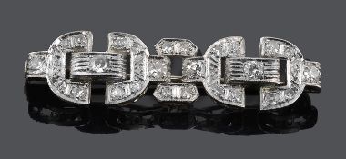 A small Continental Art Deco diamond set brooch