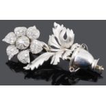 An attractive Continental diamond set white metal giardinetto brooch