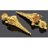 A pair of unusual Victorian style filigree drop earrings