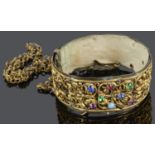 An unusual early 19th c. gilt brass and paste set dog collar
