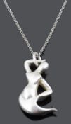 A Georg Jensen Danish silver mermaid pendant, c1960