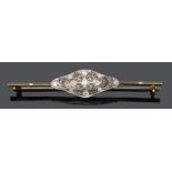 An early 20th c. diamond set panel bar brooch