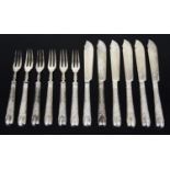 A suite of six Victorian silver fish knives and forks, London 1891 by Francis Higgins III