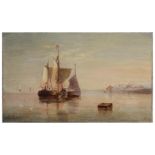 Henry Moore (Brit., 1831-1895) Sailing barges on a calm sea, oil on canvas, signed H. Moore