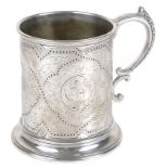 A Victorian silver christening tankard, London 1858 by Robert Hennell II