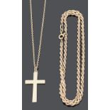 A contemporary 9ct gold rope twist neck chain