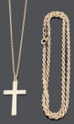 A contemporary 9ct gold rope twist neck chain