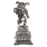 An amusing 19th c. Novelty Continental probably Dutch silver figure of a grotesque jester