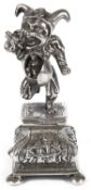 An amusing 19th c. Novelty Continental probably Dutch silver figure of a grotesque jester