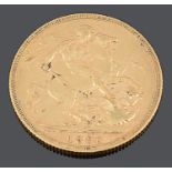 An Australian Queen Victoria gold full sovereign 1890 Melbourne Mint