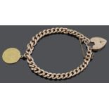 A 9ct rose gold flat curb link bracelet