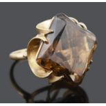 A Continental golden yellow gem set dress ring