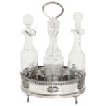 A George III silver and glass oil and vinegar cruet stand, London 1785 possibly by William Abdy I