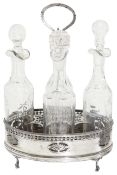 A George III silver and glass oil and vinegar cruet stand, London 1785 possibly by William Abdy I