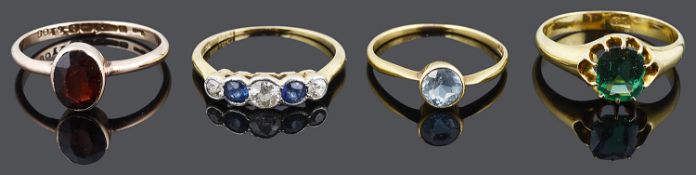 An Edwardian five stone sapphire and diamond set ring