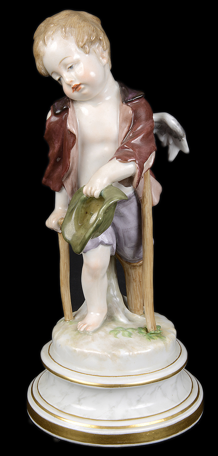 A 20th c. Meissen porcelain figure of putto