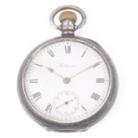 A silver Waltham open faced pocket watch,