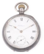 A silver Waltham open faced pocket watch,