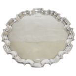 A contemporary pie crust edge silver waiter, Sheffield 1992 by Carr's of Sheffield Ltd.