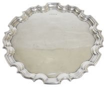 A contemporary pie crust edge silver waiter, Sheffield 1992 by Carr's of Sheffield Ltd.