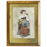 Onorato Carlandi (Italian, 1848 - 1939) 'Italian Lady' in native costume, watercolour on paper