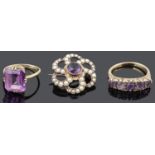 A five stone amethyst set half hoop ring