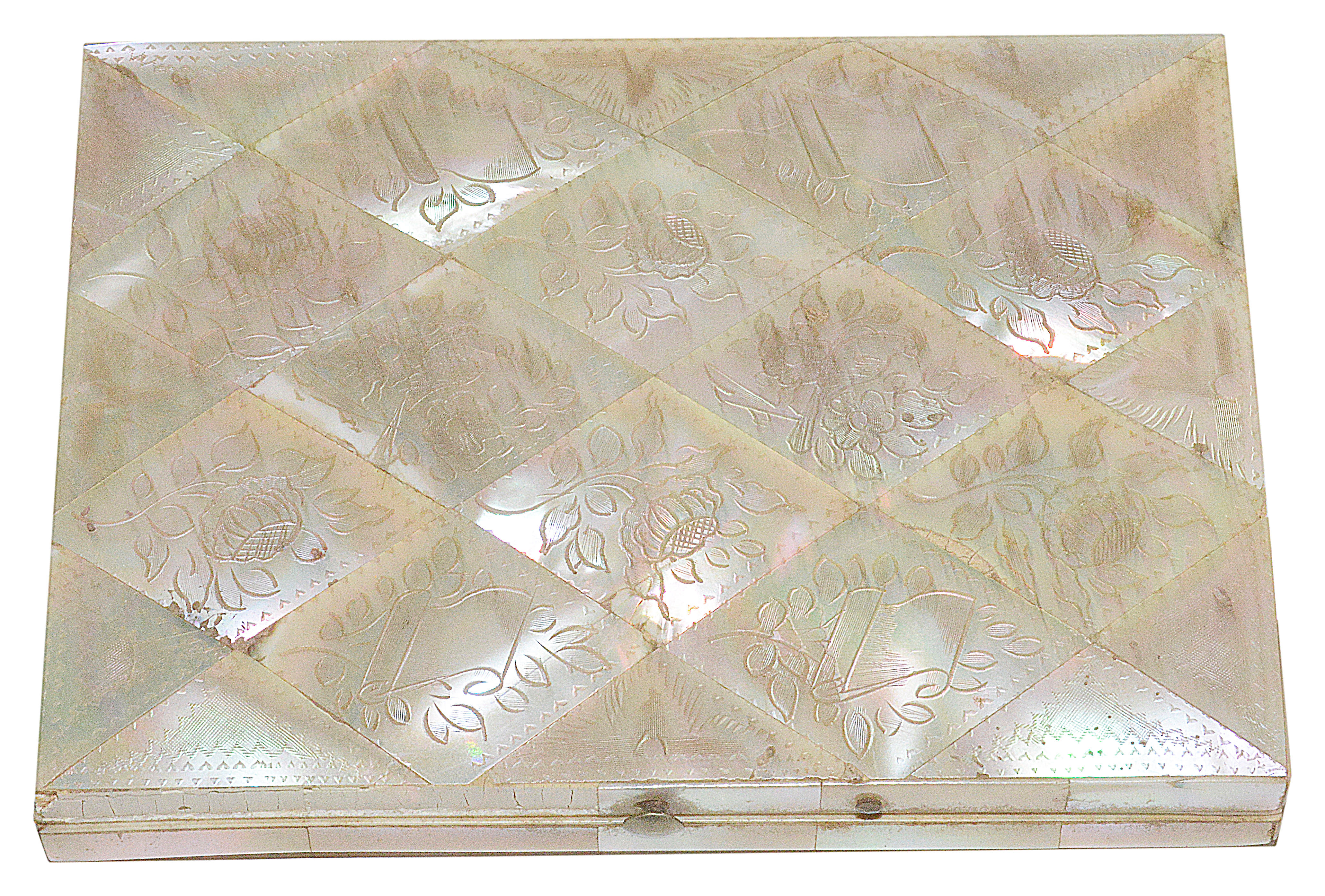 A Victorian mother pearl card case, of rectangular form