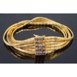 A Continental 18ct gold and sapphire set bracelet