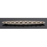 A large Continental Art Deco diamond set bar brooch