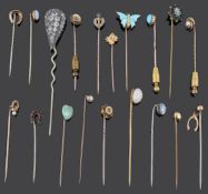 An interesting collection of Victorian, Edwardian and later stick pins