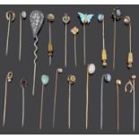 An interesting collection of Victorian, Edwardian and later stick pins