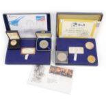 A limited Edition Charles A Linderbergh 10ct gold proof commemorative coin
