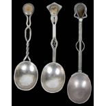 Three rare Arts and Crafts silver spoons,