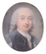 18th century Brit. School portrait miniature of a gentleman c.1760