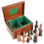 A modern Jacques & Son Staunton Chessmen ebony and boxwood chess set c.1970