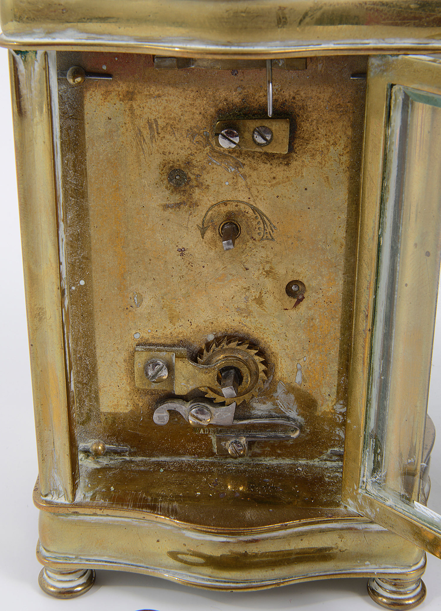 Two early 20th century Fr. brass five pane carriage clocks - Image 3 of 6