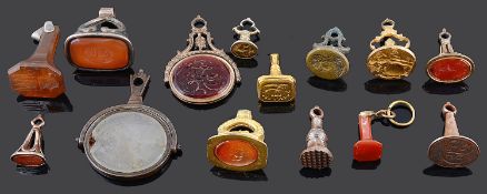 An interesting collection of mainly Georgian pendant seals including some sentimental themes