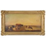 Mid 19th c. Irish School 'A group of watering cattle', oil on canvas