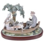 A large Lladro porcelain boating party figure group, 'El Arca'