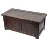 An early 18th century small joined oak coffer