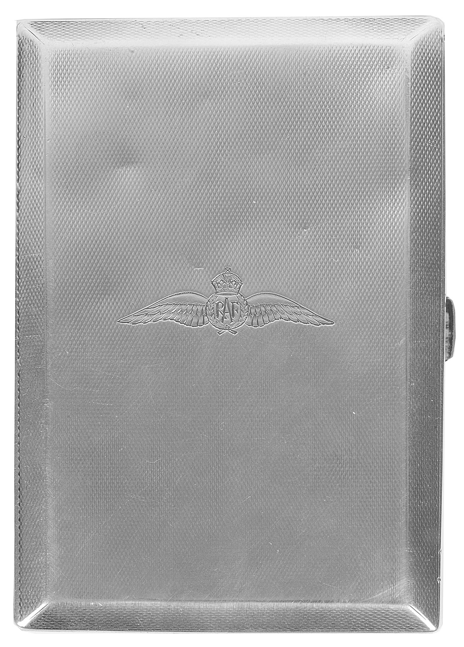 A silver RAF card case