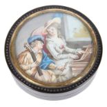 An early 19th century Fr. tortoiseshell circular snuff box