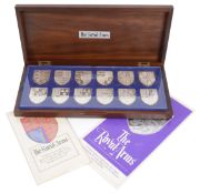 Limited ed. set of 12 sterling silver ingots commemorating Twelve Royal Arms Richard I to Present