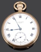 A 9ct gold Victorian J W Benson open faced pocket watch