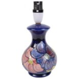 A Moorcroft pottery Anemone pattern table lamp