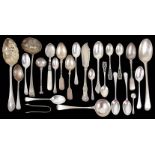 A collection of George III and later assorted silver flatware